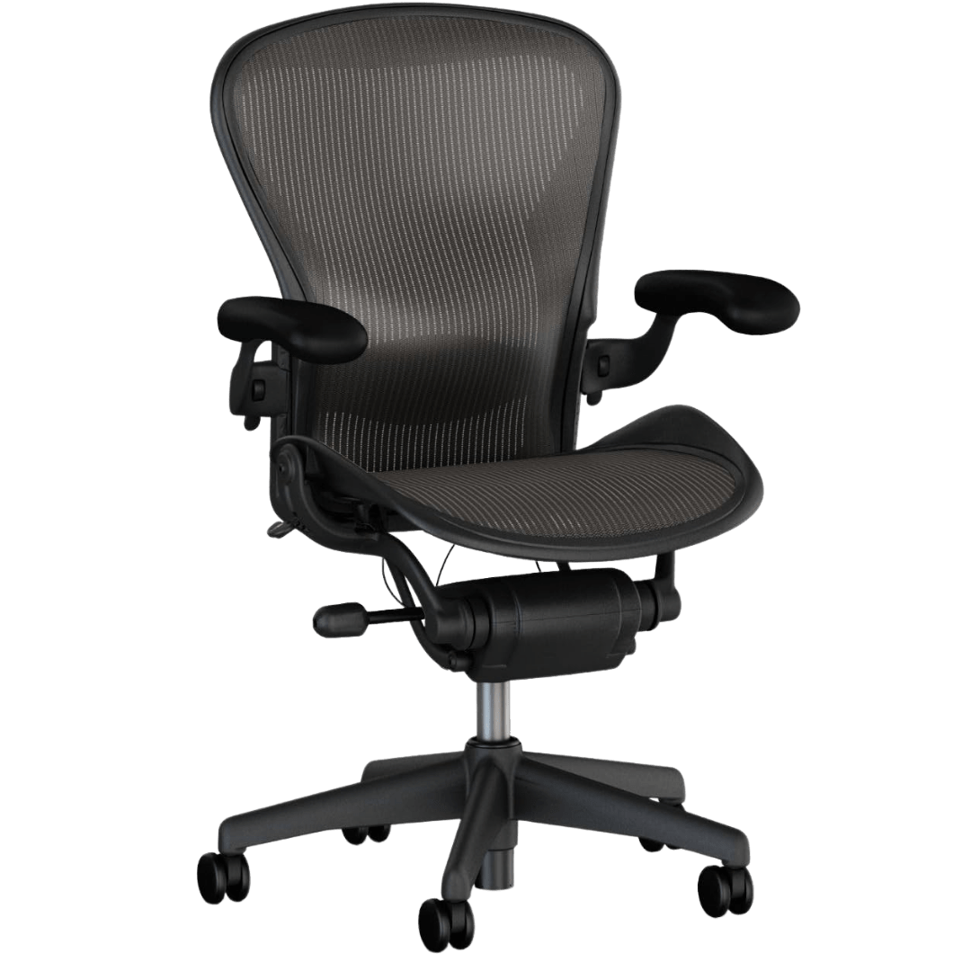 Herman Miller Aeron Mesh Office Chair Adjustable Arms (Black/Graphite) - Size B - Excellent